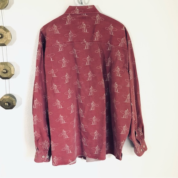 Vintage > Barn Fly Cowboy Lasso All Over Print Western Shirt > L - Picture 8 of 8